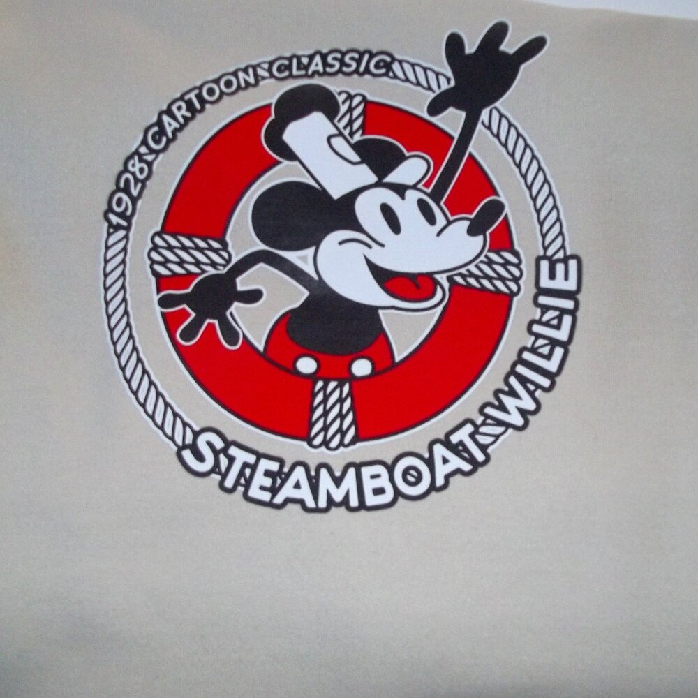 Mickey Mouse - "Steamboat Willie" Beige Long Sleeve Crew Sweatshirt